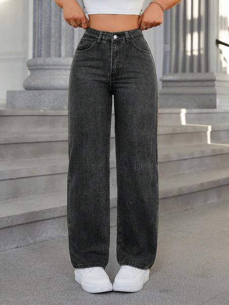 DENIM LOOK Flared Women Grey Jeans