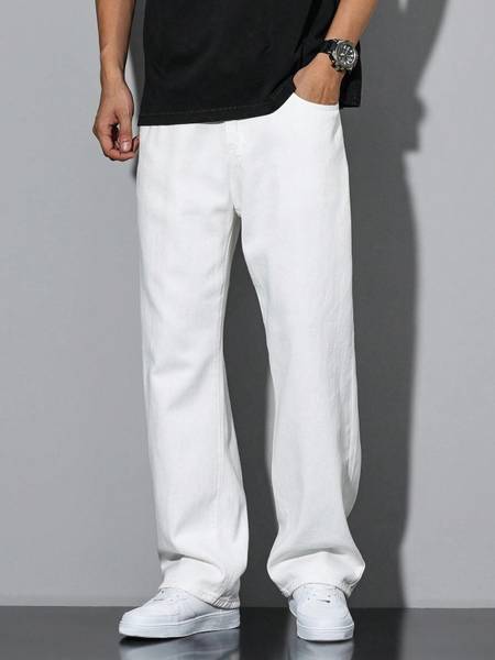 Denim Life Loose Fit Men White Jeans