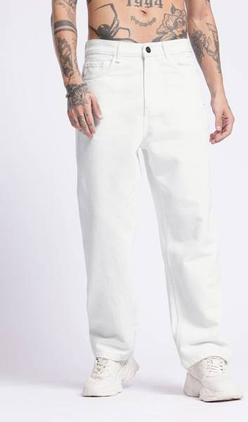 Star4well Relaxed Fit Men White Jeans