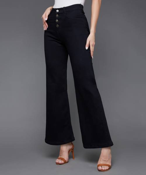 Miss Chase Flared Women Black Jeans