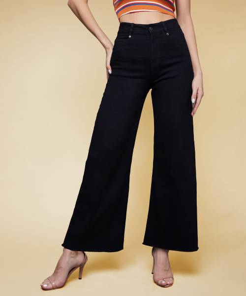 Miss Chase Flared Women Black Jeans