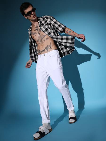 The Indian Garage Co. Slim Men White Jeans