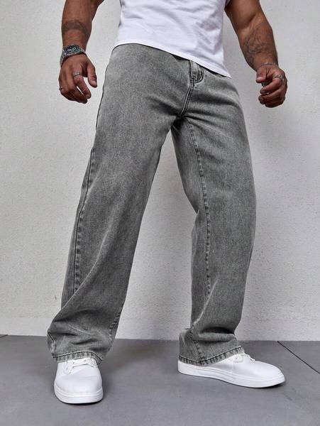 DENIM LOOK Loose Fit Men Grey Jeans