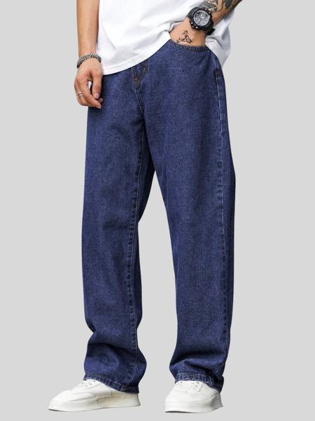 DAKWINS Loose Fit Men Dark Blue Jeans