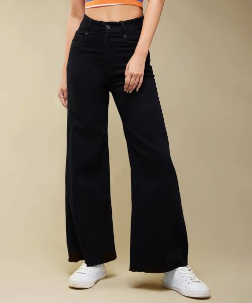 DOLCE CRUDO Flared Women Black Jeans