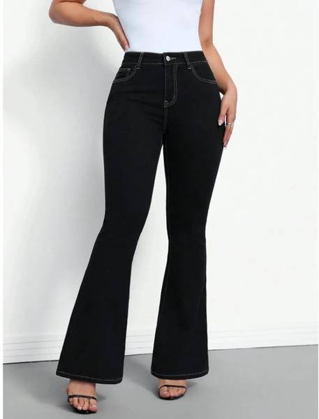 silver threads Boot-Leg Women Black Jeans