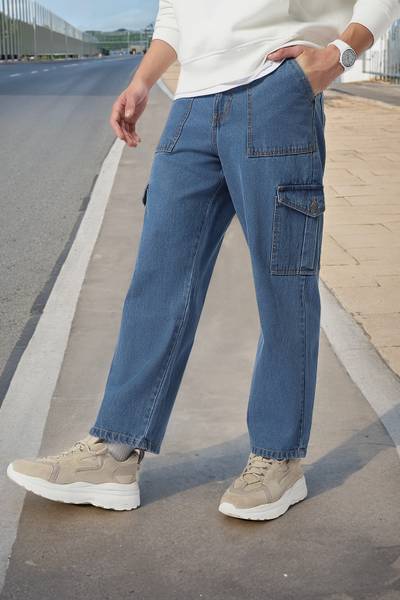 Urbano Fashion . Loose Fit Men Blue Jeans