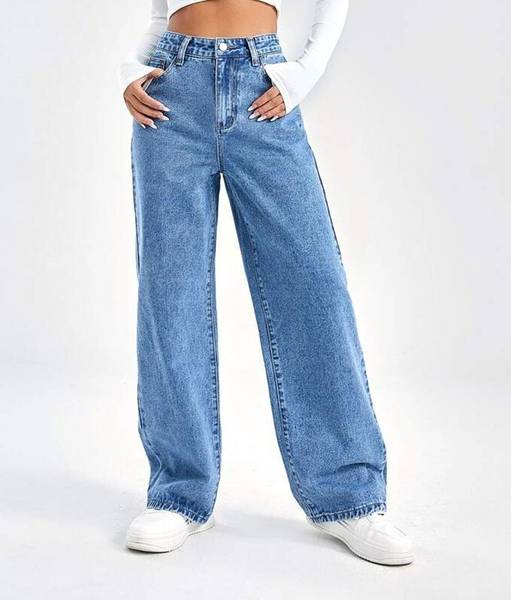 DENIM LOOK Flared Women Light Blue Jeans
