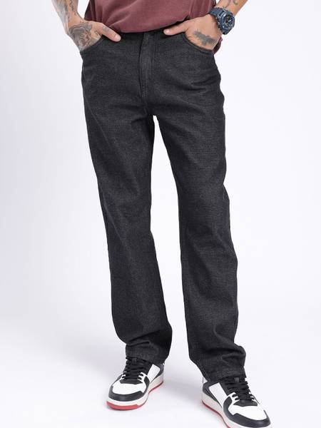 glitchez Straight Fit Men Black Jeans