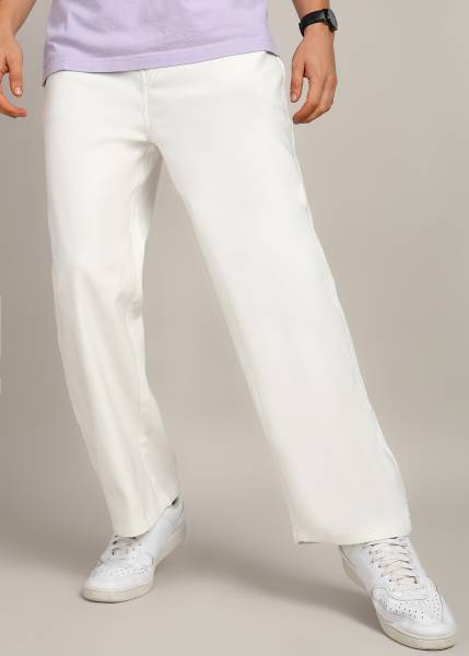 MONTREZ Straight Fit Men White Jeans