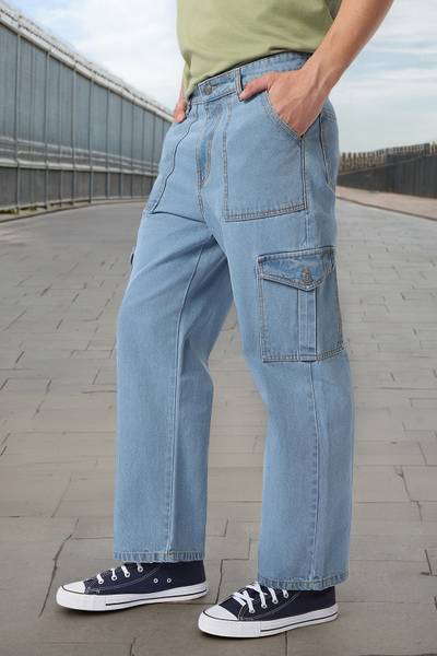 Urbano Fashion . Loose Fit Men Light Blue Jeans