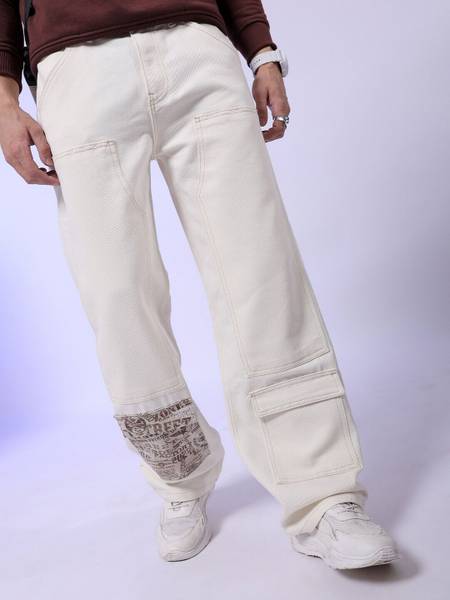 The Indian Garage Co. Relaxed Fit Men White Jeans