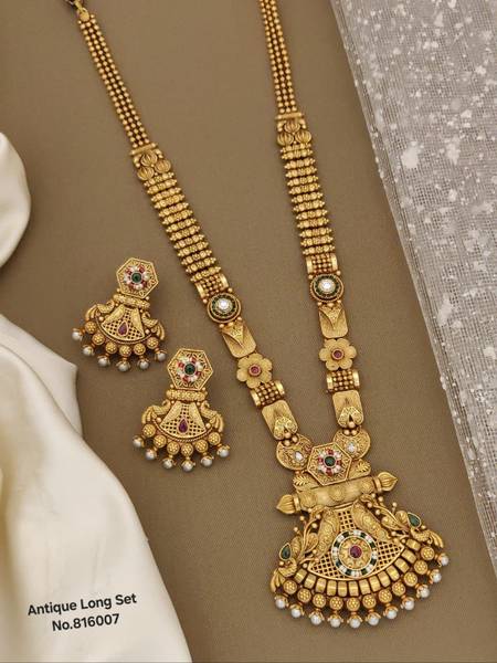 URVSSTORE Brass Gold-plated Multicolor, Gold Jewellery Set