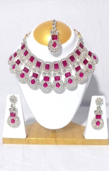 Brinah Brass Gold-plated Pink Jewellery Set
