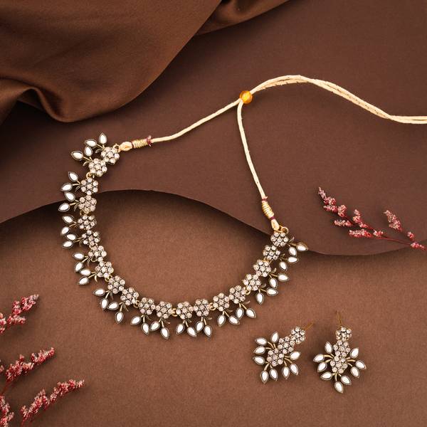 brado jewellery Brass Gold-plated Gold, White Jewellery Set