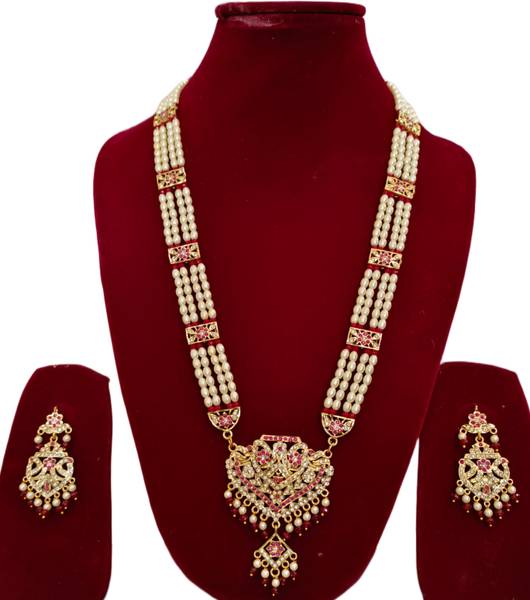 SHIRISHA Brass Gold-plated Maroon, White Jewellery Set