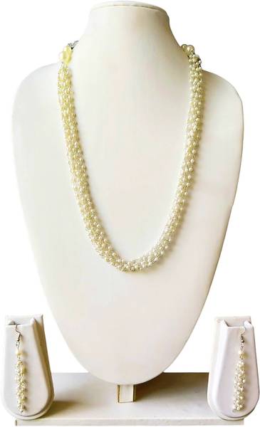 bongo nari boutique Alloy Silver White Jewellery Set