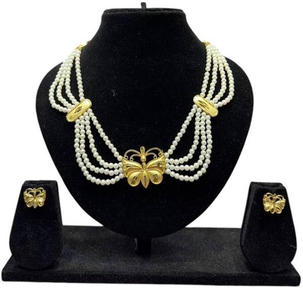 MODELFLUX Brass Gold, White Jewellery Set