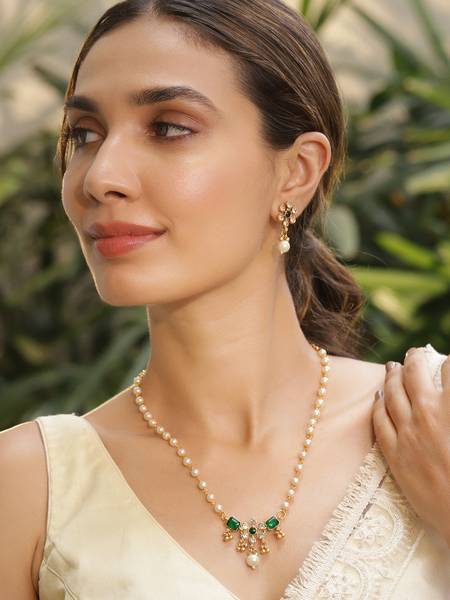 RUBANS Brass Gold-plated Gold Jewellery Set