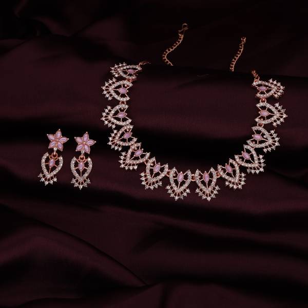 brado jewellery Brass Gold-plated Rose Gold, Purple, White Jewellery Set