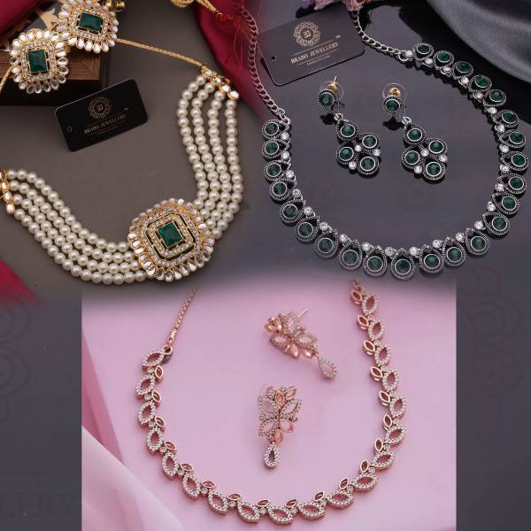 brado jewellery Brass Gold-plated Gold, Silver, Rose Gold, White, Green Jewellery Set