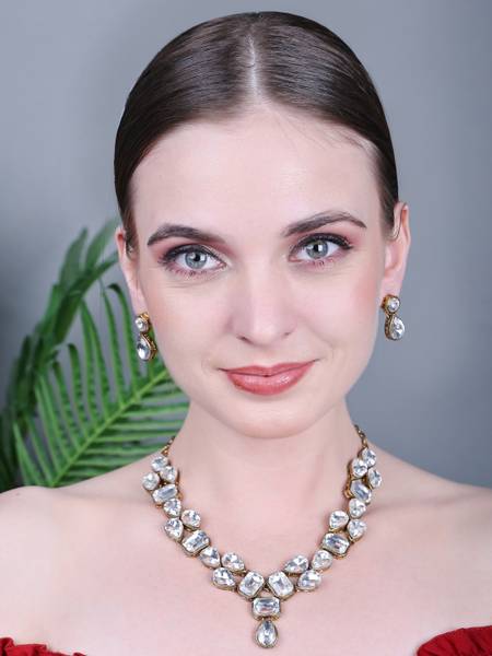 JN Handicraft Metal, Alloy Silver, Gold Jewellery Set