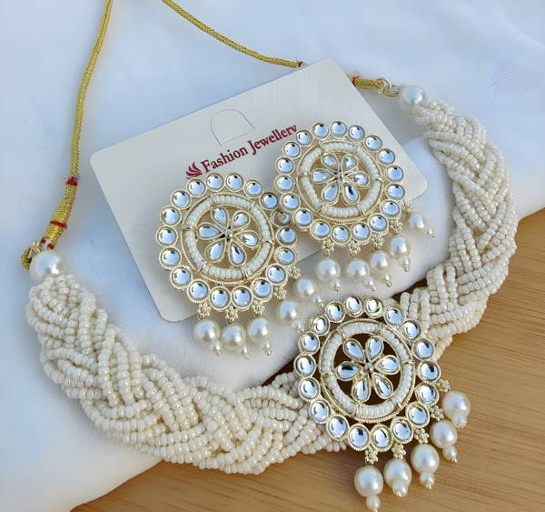 ZMS Alloy Gold-plated White Jewellery Set