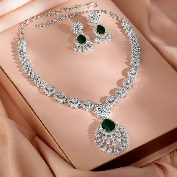 RUBANS Brass Rhodium Silver Jewellery Set