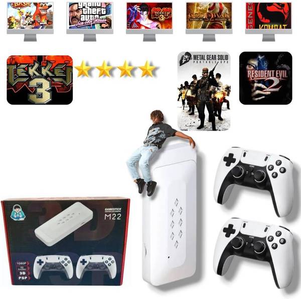 PlayMosaic M22 Retro Game Stick - Wireless HD Plug & Play, 52 Emulators, 30,000+ Games Joystick