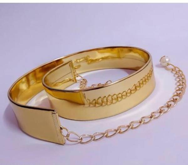 KFG Women Casual, Evening, Formal, Party Gold Artificial Leather Reversible Belt