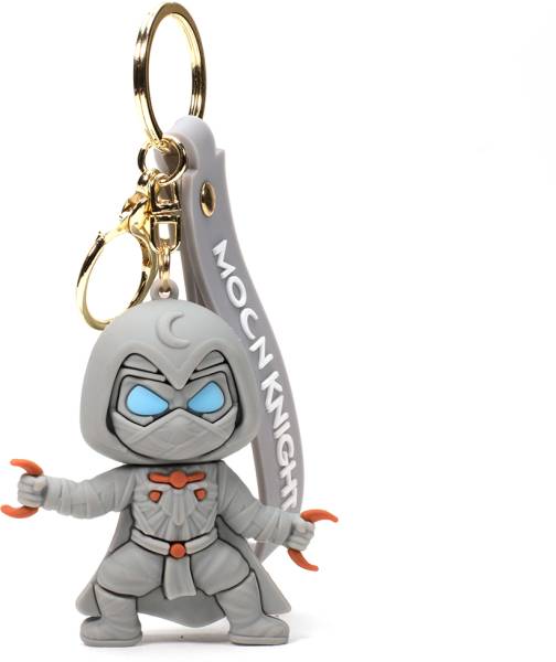 Daiyamondo Super Hero Moon Knight Main 3D Rubber Keychain With Long Ribbon Marvel Fan Key Chain