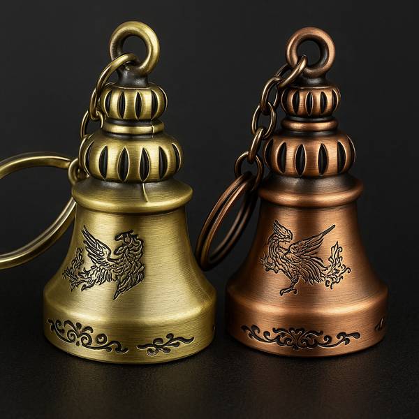 ABEL Combo of 2 Guardian Bell Keychain Tibetan Bike Car Key Chain