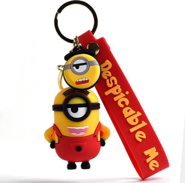 Daiyamondo Despicable Me Red Angry Minion Single Eye With Long Red Ribbon 3D keychain Hook Key Chain