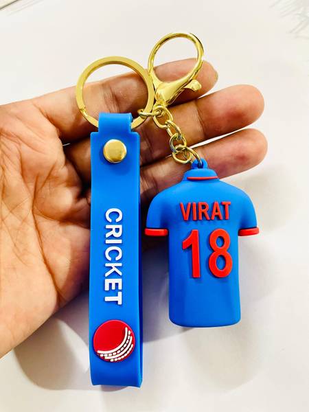 GKM Virat Kohli Cricket Jersey 3D pvc Keychain with Belt/Ribbon Kohli Keychain Key Chain