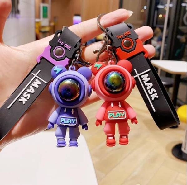 HappierYou Astronaut Space 3D silicone Rubber keychain with Amaxing belt (Pack of 2 Key Chain