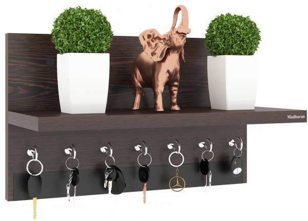 Madhuran Stylish Wall Mounted Key Hanger with 7 Hook | Wooden Wall Mount Key Chain Wood Key Holder