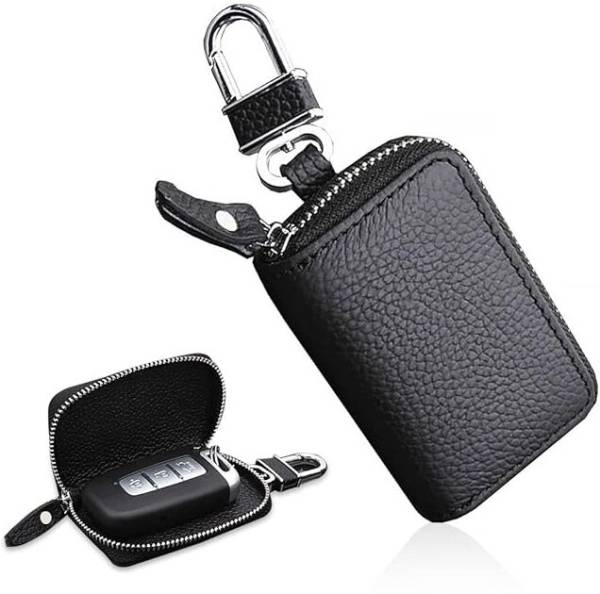 HASTHIP Car Key Chain Bag Protection Leather Car Smart KeyChain Coin Holder Auto Remote Key Keyring Wallet for Women and Men Leather Key Holder