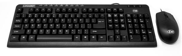 Tvs Electronics Champ Executive Multimedia Combo (Wired Keyboard & Mouse) 10 Million keystrokes Wired USB Desktop Keyboard