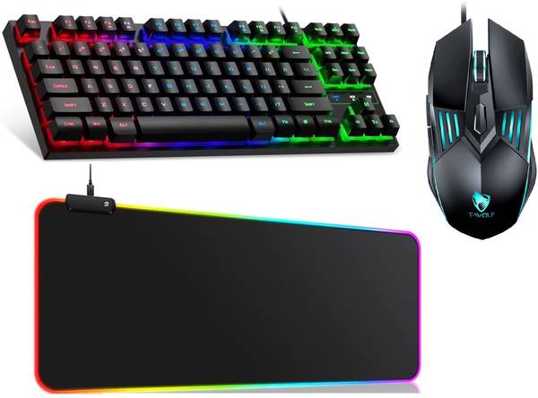 FKU Mechanical Gaming Keyboard N RGB Mouse Pad [900x400] & TWOLF Wired Gaming Mouse Wired USB Gaming Keyboard