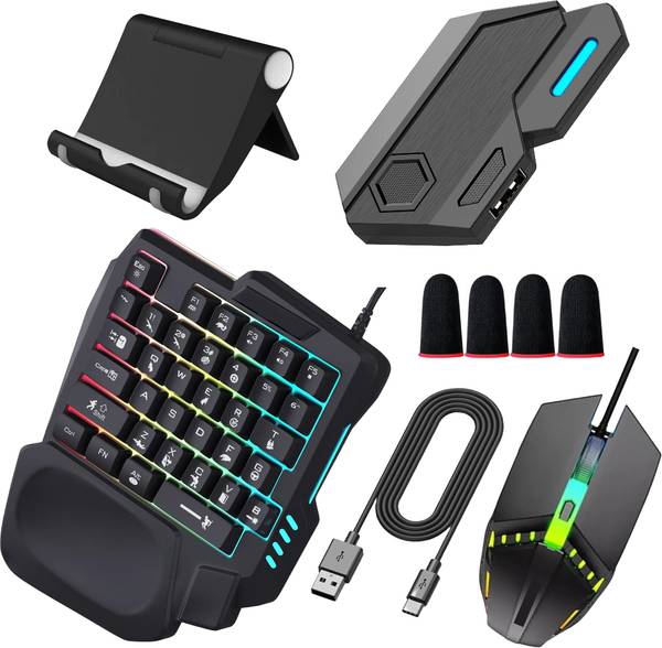 toypapa one handed gaming keyboard and mouse combo, converter, USB, thumb sleeve, stand Wireless Gaming Keyboard