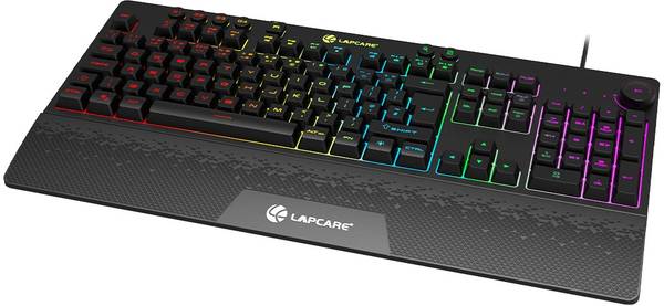 LAPCARE LGK-111 with detachable Wrist rest, 26 anti-ghosting keys and Rainbow backlit, Membrane Wired USB Gaming Keyboard