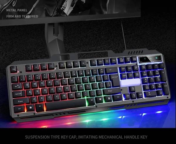 RETRACK RGP Arabic Light-up Metal Keyboard - Wired Gaming Mechanical Illuminated LED Wired USB Gaming Keyboard