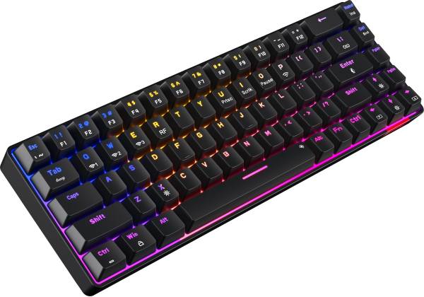 Portronics Hydra 10, Bluetooth + 2.4 GHz, Rechargeable, Mechanical Red Switches, RGB Light Bluetooth, Wireless Gaming Keyboard