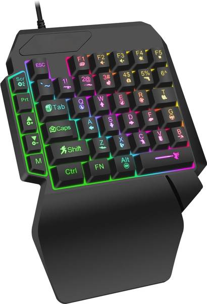 DWH F6 Wired USB Standard Gaming Keyboard Compatible with Desktop, Laptop, Mac multimedia_keys,DWH F6 Single Hand RGB Gaming Semi-Mechanical Keyboard