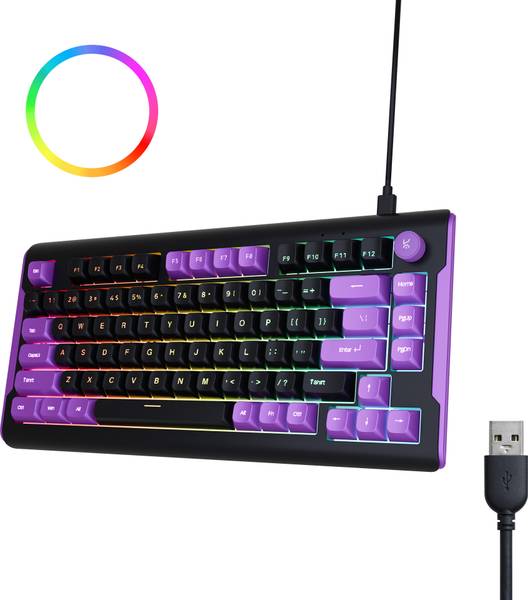 Kreo Hive Lite RGB 75% Wired Membrane Gaming Keyboard, Ultra Silent, Anti-ghosting Wired USB Gaming Keyboard