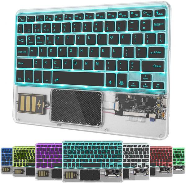 TECPHILE Universal Z33 Wireless Bluetooth Multi Device Keyboard with RGB Backlit,Touchpad Bluetooth Multi-device Keyboard