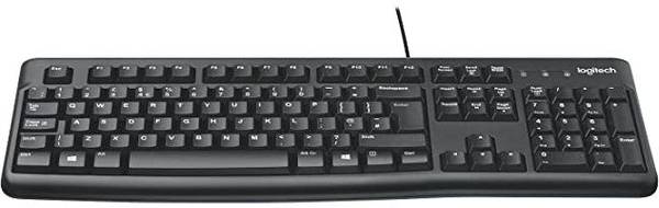 Logitech Plug and Play USB Keyboard K120 Full-Size, Spill-Resistant, Curved Space Bar Wired USB Desktop Keyboard