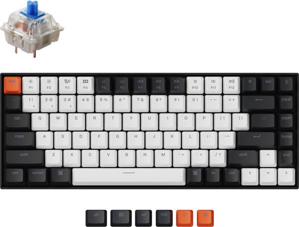 Keychron K2 Wireless Hot-swappable Mechanical Keyboard/ White Backlight/ 75 % Keyboard/ Bluetooth, Wired USB, Wireless Multi-device Keyboard