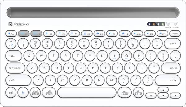 Portronics Bubble Dock with Tablet/Smartphone holder 12 inch wide & On/Off switch,Compact Tenkeyless Bluetooth Multi-device Keyboard