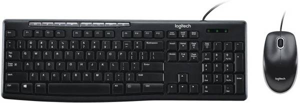 Logitech MK200 MEDIA KEYBOARD AND MOUSE COMBO FULL-SIZED PLUG & PLAY SPILL RESISTANT Wired USB Multi-device Keyboard